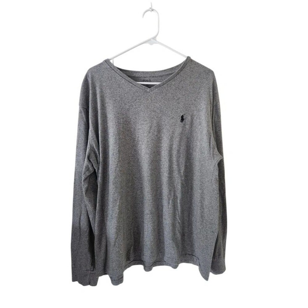 Polo ralph lauren grey v neck long sleeve shirt